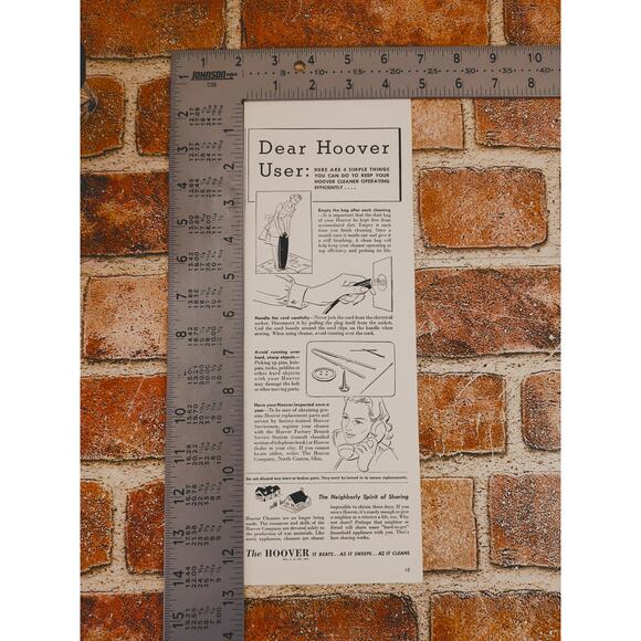 1942 Hoover Vacuum WWII‎ Ad - Wartime Conservation - Vintage Print Advertisement - Picture 4 of 6